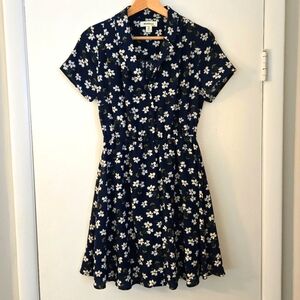 Monteau Blue Floral Short Sleeve A-line Shirtdress Size M